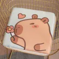 Square cartoon capybara chair cushion with cute heart and flower design - Flower Capybara / Cooling Ice Silk-Memory Foam-40x40cm