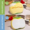 Almohada creativa con forma de manzana de doble cara con seda de hielo y terciopelo - Estilo Tempura/Manzana Amarilla / 22x30cm / Amarillo