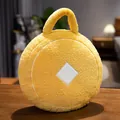 Gelbes rundes Plüschkissen in Münzform mit integrierter Decke für Büro und Auto - Coin Portable Pillow / 30cm