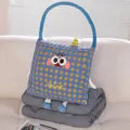 Lindo cojín manta 2 en 1 de forro polar a cuadros azul y amarillo para siesta de oficina - Pequeño / Azul