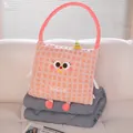 Lindo cojín de peluche rosa con manta gris plegable para siesta en oficina y coche - Pequeño / Rosa