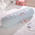 Almohada larga a rayas azules y blancas con un diseño de personaje de dibujos animados - 60CM / Azul sal marina