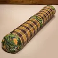 Cylindrical bolster pillow featuring a brown plaid pattern and floral cool mat texture. - 65*20cm / Daisy Pattern