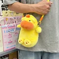 Yellow plush capybara-themed crossbody phone bag being worn as a cute accessory gift. - Capybara Lulù Phone Bag / 25cm/Pack / Yellow