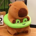 Schattige bruine capibara knuffel met een creatieve groene kikker zwemband SKU-foto. - 22cm / Kikker Zwemband