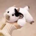 Adorable black and white spotted cow plush toy, ultra soft handheld stuffed animal doll - 18cm / Cow