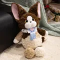 Handgefertigte Devon Rex Katze Plüschpuppe mit Spitzenlatz und blauem Geschenkband - 45cm / Braun