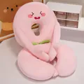 Ergonomic cute pink cartoon plush ice silk nap pillow for student and office desk use - 25*50cm / Peach