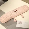Langes Körperkissen im Landhausstil mit Blumenmuster und süßem Cartoon-Gesicht für Schläfer - 80cm Strang / Rosa