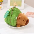 Adorable capybara plush keychain wrapped in green zongzi leaf for festival gift - Capybara Motif / Length 20cm