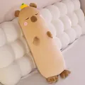 Cute cartoon capybara long plush body pillow for sleeping and leg support at home. - Light Brown Capybara / 75 cm