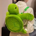 Cute green plush turtle backpack with soft fuzzy texture and adjustable green straps - 40CM / Green