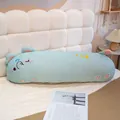 Cute light blue ice silk long bolster pillow with cartoon face for comfortable sleeping - Elephant / 80cm (No Inner)