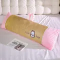 Almohada larga refrescante con terciopelo rosa y superficie de ratán transpirable - Conejo Rosa / 80cm