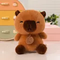 Süßes braunes Wasserschwein-Stofftier mit „Belong To You“-Holzanhänger für Schreibtisch - 15cm / Wasserschwein