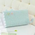 Blue and white checkered memory foam pillow with cartoon cat ears and tail - 50*30*7cm / Blue