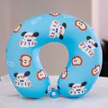 Almohada de cuello en forma de U de espuma viscoelástica de seda de hielo con dibujo de perro - 32x28cm (Removible y Lavable) / Perro azul