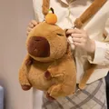 Cute brown capybara plush backpack with soft furry texture and orange detail - Orange on Head Style / 35cm / Orange Capybara