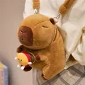Cute Capybara plush crossbody bag with mini burger decoration, perfect for kids gift. - Holding Burger Style / 35cm / Hamburger Capybara