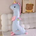 Lungo cuscino di peluche blu rinfrescante con un simpatico disegno di unicorno - 100cm / Unicorno Blu