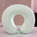 Almohada cervical en forma de U de seda de hielo y espuma viscoelástica verde menta - 32x28cm (Removible y Lavable) / Verde