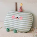 Cute green striped cartoon memory foam nap pillow with smiling face and party hat - 52*35*8cm / Matcha Green (Ice Silk)