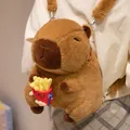 Cute plush brown Capybara backpack featuring soft fur and unique french fry design - Holding Fries Style / 35cm / French Fries Capybara
