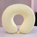 Almohada de viaje ergonómica en forma de U de espuma viscoelástica amarillo suave - 32x28cm (Removible y Lavable) / Amarillo