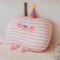 Cute pink striped cat belly memory foam nap pillow with cartoon face and hat - 52*35*8cm / Sakura Pink (Ice Silk)