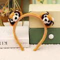 Schattige pluche rode panda hoofdband haaraccessoire voor kinderen in oranje bruin - Dubbele Wasbeerkop Haarband / Bruin