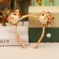 Schattige pluche hoofdband met giraf-ontwerp voor kinderen gemaakt van zachte stof - Dubbele Giraffekop Haarband / Bruin
