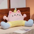 Cute pink cat plush backrest pillow for bed and sofa lumbar waist support cushion - 65*40cm / Pink Cat