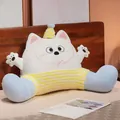 Cute cartoon white dog plush backrest pillow with yellow stripes and blue feet - 65*40cm / Westie