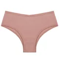 Close-up detail of pink ribbed cotton panties featuring a V-shaped waistband design. - M / Bottoms / Pink
