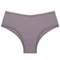 High-quality women's V-waist ribbed cotton panties with sexy Brazilian cut in mauve. - M / Bottoms / Khaki