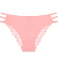 Élégante culotte en coton rose à taille basse avec dentelle et brides latérales ajourées. - S / Bas / Rose