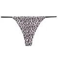 Comfortable women's seamless leopard print ice silk thong with thin black elastic waistband - XS / Bottoms / Black Panther