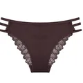 Culotte sexy en coton marron foncé à taille basse avec dentelle et brides latérales - S / Bas / Mocha