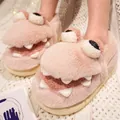 Cute and cozy pink plush crocodile cartoon slippers designed for warm indoor winter comfort. - Size 37-38 / Pink Crocodile / Pink