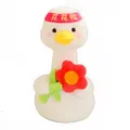 Cute white plush duck toy holding a red flower gift ornament for Valentine's Day - Flower Duck / 26cm