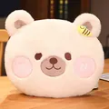 Morbido cuscino in peluche a forma di orsetto per il pisolino in ufficio con ape - 30x28cm / Scaldamani / Orso Bianco