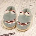 Cute cartoon crocodile plush slippers in dusty blue for warm indoor winter wear - Size 37-38 / Dark Green Crocodile / Dark Green