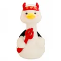 Cute white plush guardian duck doll featuring red devil horns and a matching trident toy - Guardian Duck / 26cm
