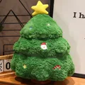 Cuscino di peluche verde a forma di albero di Natale con decoro Babbo Natale e stella - Albero di Natale / 45cm
