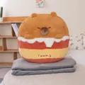 Cojín de oso de peluche 2 en 1 con una manta suave gris para la oficina - Almohada 40cm / Manta 100*160cm / Estilo Carpincho