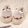 Cozy gray cartoon crocodile plush slippers featuring thick warm lining and cute 3D design - Size 37-38 / Smoke Gray Crocodile / Smoke