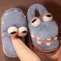 Cute blue cartoon crocodile plush slippers with thick warm fleece lining for winter - Size 39-40 / Lake Blue Crocodile / Lake Blue