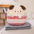 Conjunto de cojín de peluche 2 en 1 de animal y manta de franela gris - Almohada 40cm / Manta 100*160cm / Perro