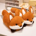 Cute orange fox plush indoor slippers with thick warm winter lining for bedroom comfort - L 30cm W 13cm (One Size 36-41) / 0.25kg / Little Fox