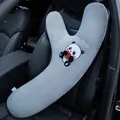 Almohada para cuello de coche gris en forma de Y con un lindo bordado de panda - Panda